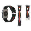 For Apple Watch Series 3 & 2 & 1 42mm Fashion Smiling Face Pattern Silicone Watch Band (Black+Red)