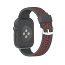 For Apple Watch Series 3 & 2 & 1 42mm Fashion Fishbone Pattern Silicone Watch Band (Black+Red)