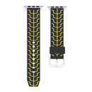For Apple Watch Series 3 & 2 & 1 42mm Fashion Fishbone Pattern Silicone Watch Band (Black+Yellow)