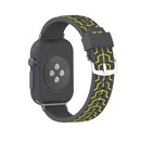 For Apple Watch Series 3 & 2 & 1 42mm Fashion Fishbone Pattern Silicone Watch Band (Black+Yellow)
