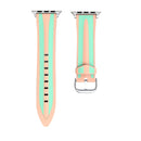 For Apple Watch Series 3 & 2 & 1 42mm Fashion Double Stripes Pattern Silicone Watch Band (Pink+Green)