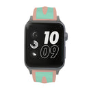 For Apple Watch Series 3 & 2 & 1 42mm Fashion Double Stripes Pattern Silicone Watch Band (Pink+Green)