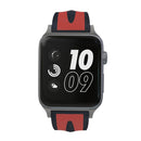 For Apple Watch Series 3 & 2 & 1 42mm Fashion Double Stripes Pattern Silicone Watch Band (Black+Red)