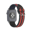 For Apple Watch Series 3 & 2 & 1 42mm Fashion Double Stripes Pattern Silicone Watch Band (Black+Red)