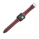 For Apple Watch Series 3 & 2 & 1 42mm Fashion Double Stripes Pattern Silicone Watch Band (Black+Red)