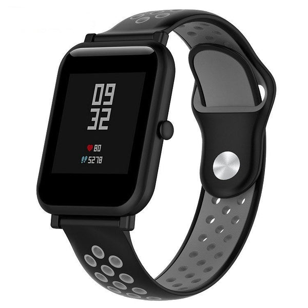 Double Colour Silicone Sport Watch Band for Huawei Watch Series 1 18mm(Black Grey)