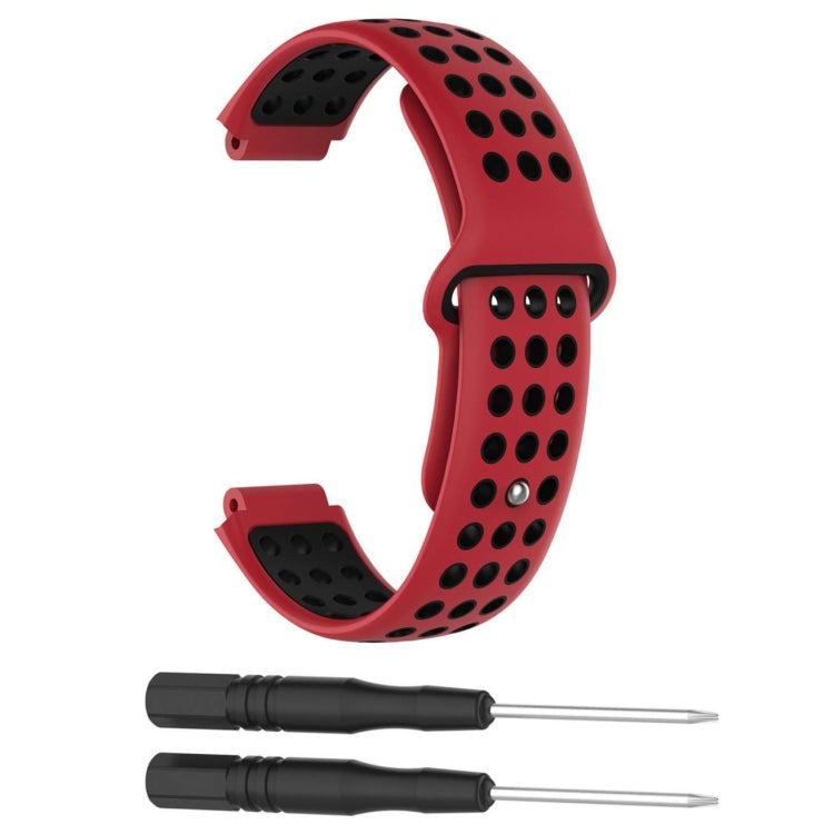 Double Colour Silicone Sport Watch Band for Garmin Forerunner 220 / Approach S5 / S20(Red + Black)
