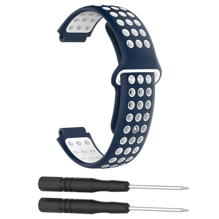 Double Colour Silicone Sport Watch Band for Garmin Forerunner 220 / Approach S5 / S20(White Blue)