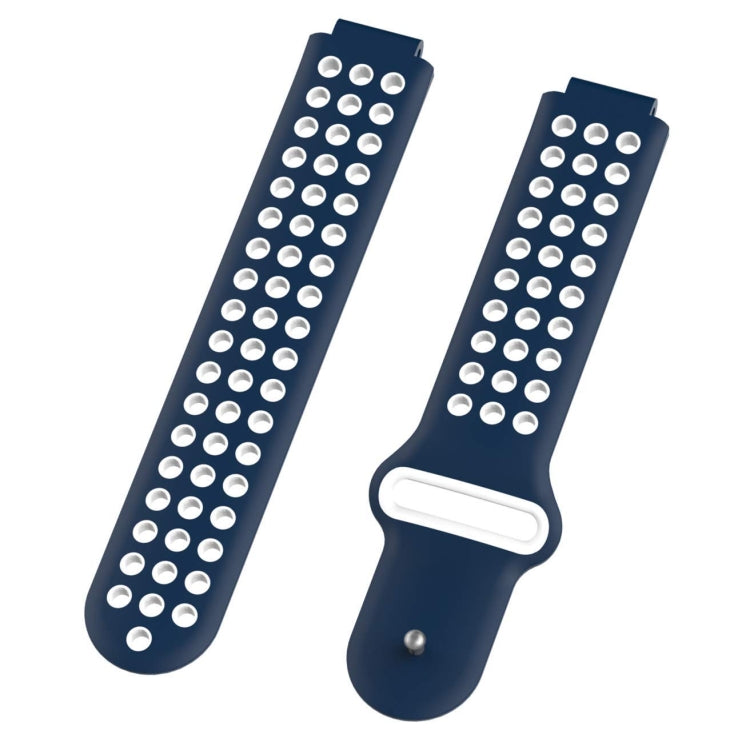 Double Colour Silicone Sport Watch Band for Garmin Forerunner 220 / Approach S5 / S20(White Blue)