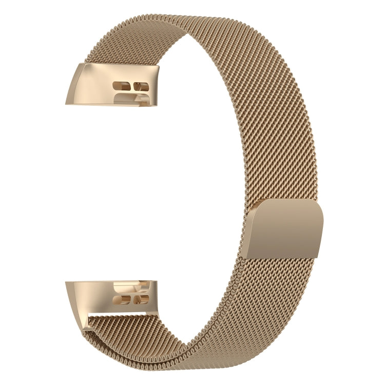 Stainless Steel Magnet Watch Band for FITBIT Charge 3, Size:Large, 217x18mm(Champagne Gold)