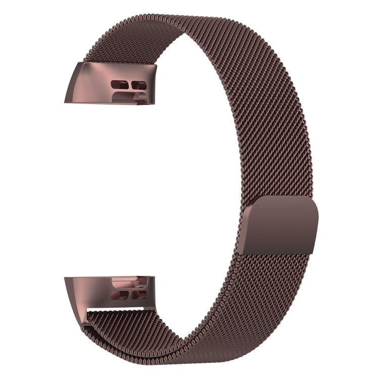 Stainless Steel Magnet Watch Band for FITBIT Charge 3, Size:Large, 217x18mm(Coffee)