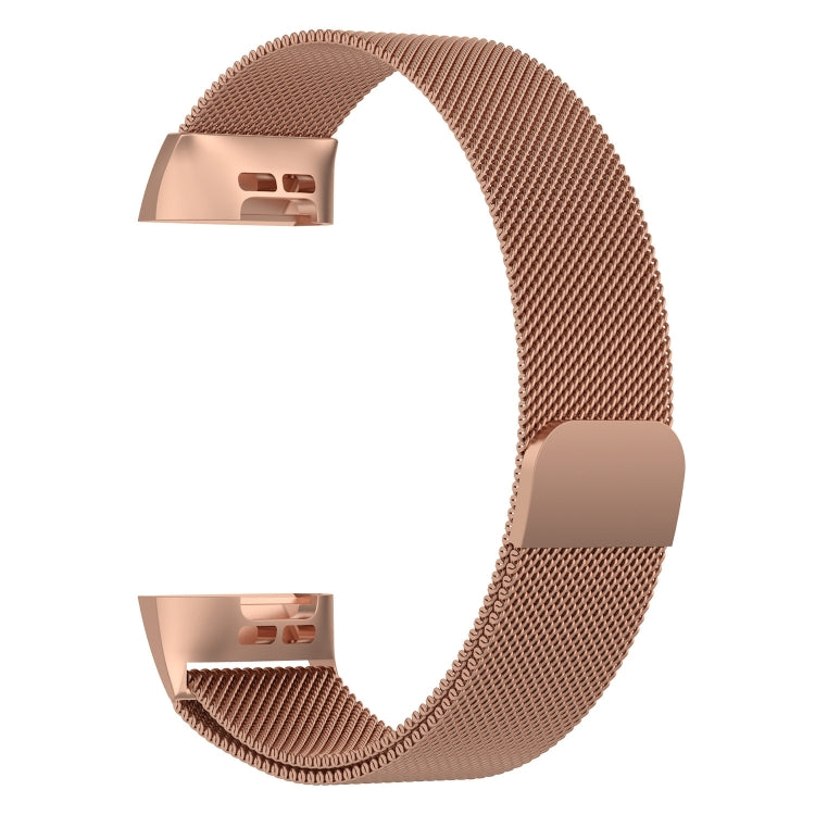 Stainless Steel Magnet Watch Band for FITBIT Charge 3, Size:Large, 217x18mm(Rose Gold)