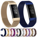 Stainless Steel Magnet Watch Band for FITBIT Charge 3, Size:Large, 217x18mm(Dark Purple)