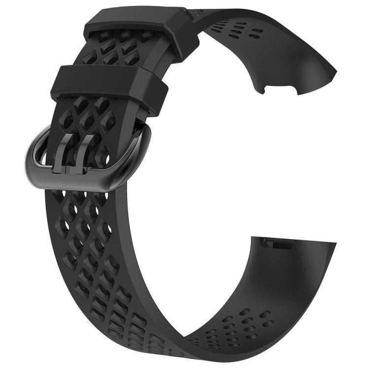 Square Hole Adjustable Sport Watch Band for FITBIT Charge 3(Black)