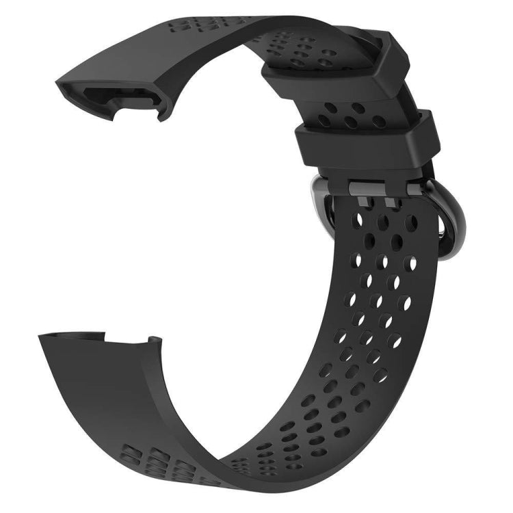 Square Hole Adjustable Sport Watch Band for FITBIT Charge 3(Black)