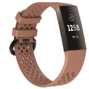 Square Hole Adjustable Sport Watch Band for FITBIT Charge 3(Coffee)