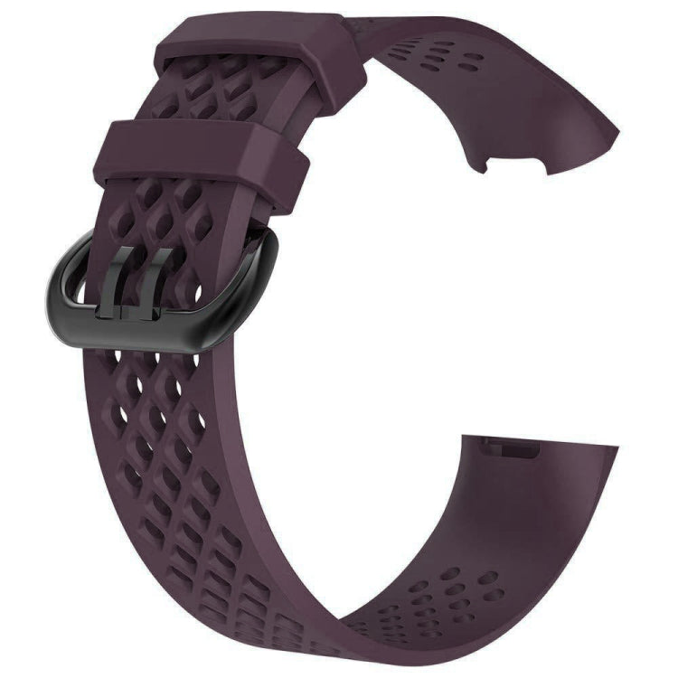 Square Hole Adjustable Sport Watch Band for FITBIT Charge 3(Dark Purple)