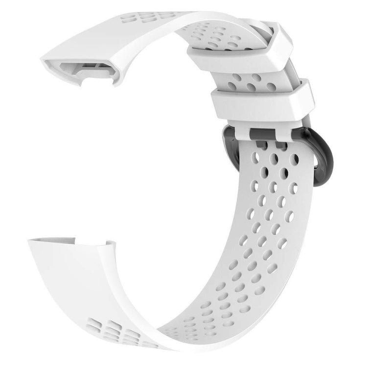 Square Hole Adjustable Sport Watch Band for FITBIT Charge 3(White)
