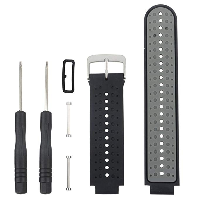 Two-colour Silicone Sport Watch Band for Garmin Forerunner 230 / 235 / 620 / 630 / 735XT(Black Grey)