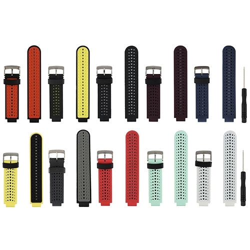 Two-colour Silicone Sport Watch Band for Garmin Forerunner 230 / 235 / 620 / 630 / 735XT(Black Grey)