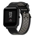 Double Colour Silicone Sport Watch Band for Xiaomi Huami Amazfit Bip Lite Version 20mm(Black Grey)