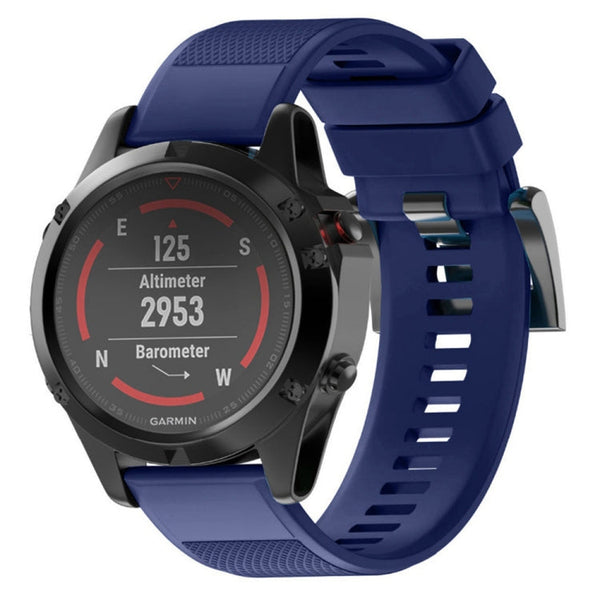 Quick Removable Silicone Watch Band for Fenix 5X 26mm(Dark Blue)