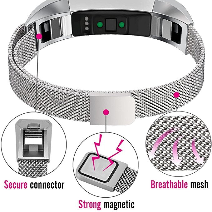 Stainless Steel Magnet Watch Band for FITBIT Alta,Size:Small,130-170mm(Iridescent)