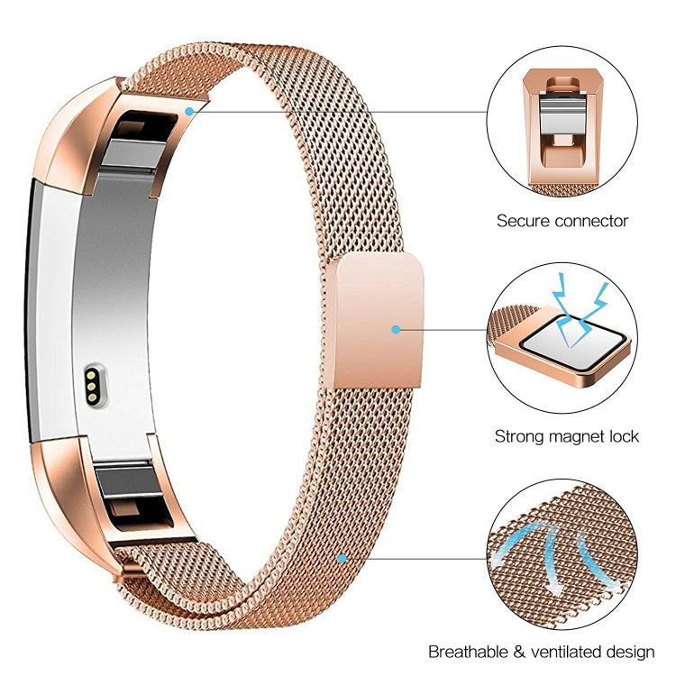 Stainless Steel Magnet Watch Band for FITBIT Alta,Size:Small,130-170mm(Rose Gold)