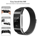 Smart Watch Stainless Steel Watch Band for FITBIT Charge 2, Size: S(Pink)
