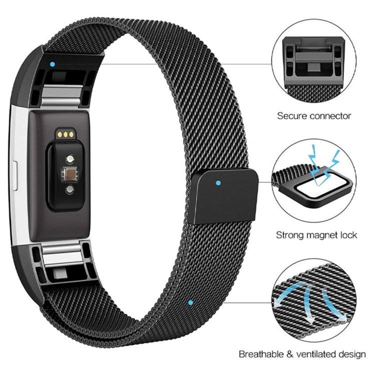 Smart Watch Stainless Steel Watch Band for FITBIT Charge 2, Size: S(Purple)