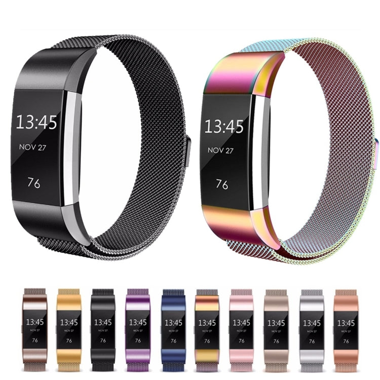 Smart Watch Stainless Steel Watch Band for FITBIT Charge 2, Size: S(Purple)