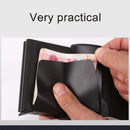 X-7 Antimagnetic RFID Multi-functional Aluminum Crazy Horse Texture Leather Card Bag Wallet(Dark Blue)