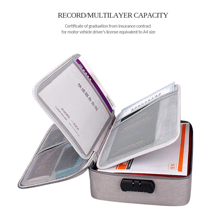 ZJ02 Waterproof Polyester Multi-layer Document Storage Bag Laptop Bag for All Sizes of Laptops, with Password Lock(Grey)