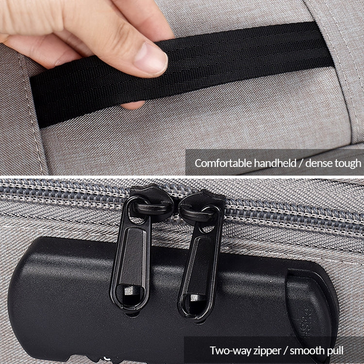 ZJ02 Waterproof Polyester Multi-layer Document Storage Bag Laptop Bag for All Sizes of Laptops, with Password Lock(Grey)