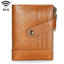 TP-196 Multi-functional Retro Cowhide Leather Multiple Card Slots Dual zipper RFID Wallet(Brown)