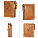 TP-196 Multi-functional Retro Cowhide Leather Multiple Card Slots Dual zipper RFID Wallet(Brown)