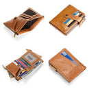 TP-196 Multi-functional Retro Cowhide Leather Multiple Card Slots Dual zipper RFID Wallet(Brown)