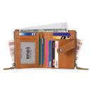 TP-196 Multi-functional Retro Cowhide Leather Multiple Card Slots Dual zipper RFID Wallet(Brown)
