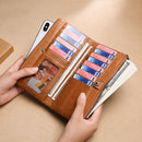 TP-198 Long Hand Leather Wallet Antimagnetic RFID Dual Zipper Wallet(Brown)