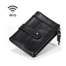 TP-199 Multi-functional Anti-theft Brush RFID Dual Zippers Leather Vertical Wallet(Black)
