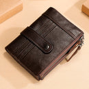 TP-199 Multi-functional Anti-theft Brush RFID Dual Zippers Leather Vertical Wallet(Coffee)