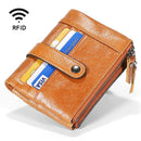 TP-199 Multi-functional Anti-theft Brush RFID Dual Zippers Leather Vertical Wallet(Brown)