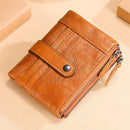 TP-199 Multi-functional Anti-theft Brush RFID Dual Zippers Leather Vertical Wallet(Brown)