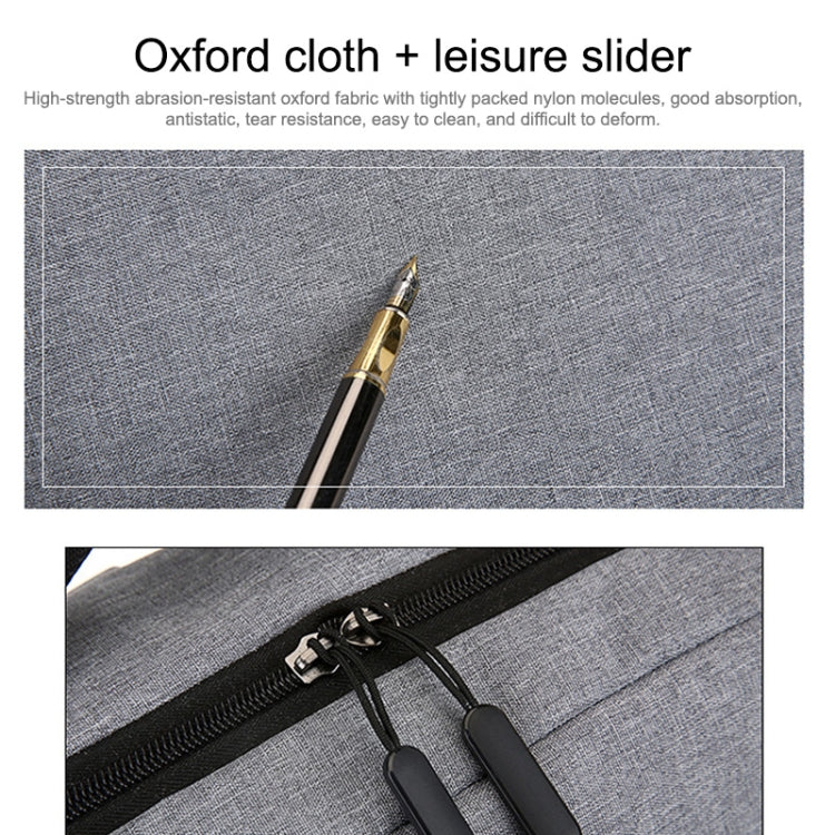 POFOKO Large-capacity Waterproof Oxford Cloth Business Casual Backpack with External USB Charging Design for 15.6 inch Laptops(Black)