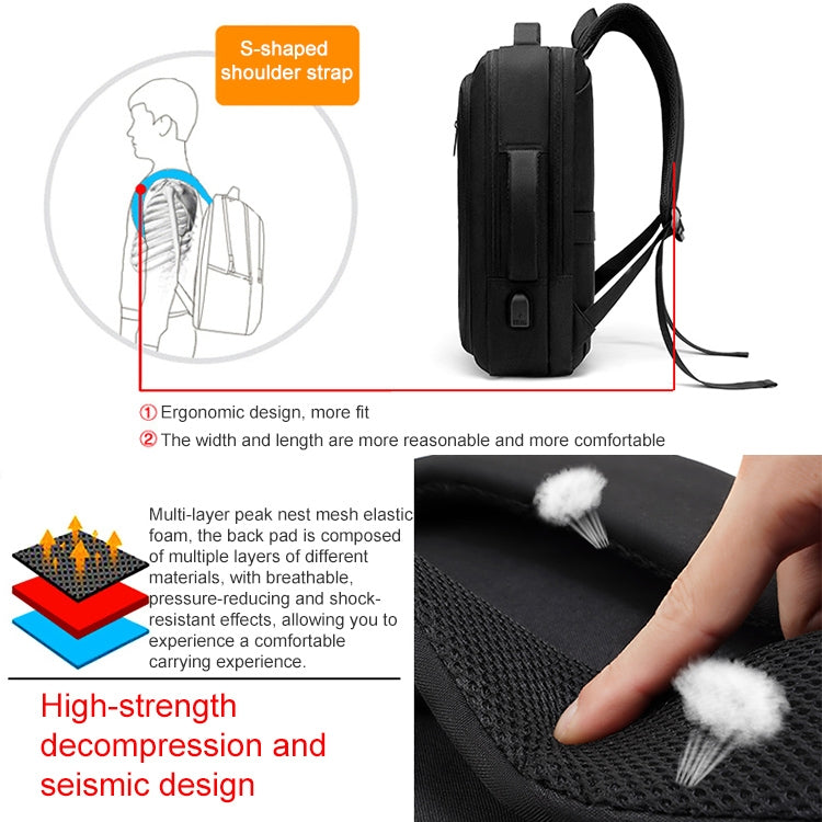 cxs-620 Multifunctional Oxford Laptop Bag Backpack (Black)