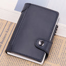 X-51 Automatically Pop-up Card Type Anti-magnetic RFID Anti-theft PU Leather Wallet with Card Slots(Blue)