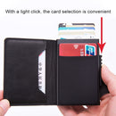 X-51 Automatically Pop-up Card Type Anti-magnetic RFID Anti-theft PU Leather Wallet with Card Slots(Blue)
