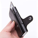 X-51 Automatically Pop-up Card Type Anti-magnetic RFID Anti-theft PU Leather Wallet with Card Slots(Blue)