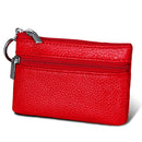 Cowhide Leather Zipper Solid Color Horizontal Card Holder Wallet RFID Blocking Coin Purse Card Bag Protect Case, Size: 11.4*7.4cm(Red)