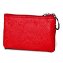 Cowhide Leather Zipper Solid Color Horizontal Card Holder Wallet RFID Blocking Coin Purse Card Bag Protect Case, Size: 11.4*7.4cm(Red)